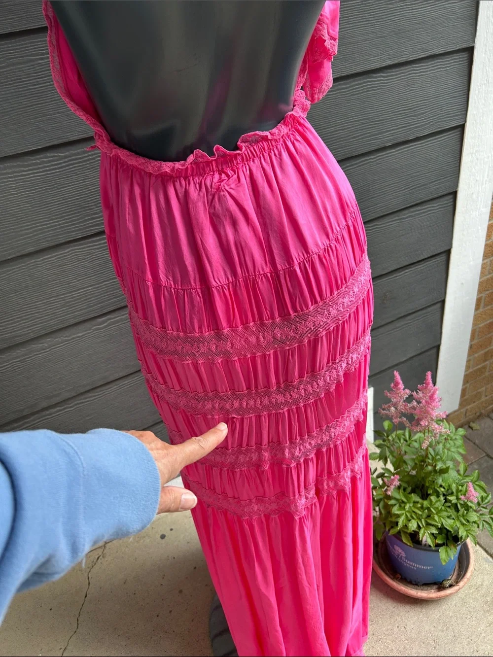 LoveShackFancy Hot Pink Halter Maxi Dress - As Is - Picture 16 of 16